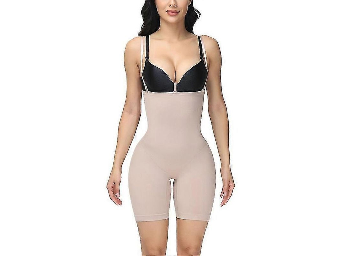 Leggings De Nylon Shapewear Skinny Com Controle Abdominal, Levantamento De Bumbum E Comodidade - Comprimento Até Joelho Bege