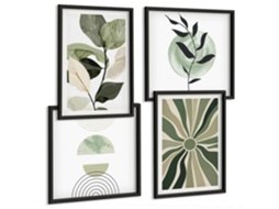 Composição De Quadros Gráficos Vegetais Estilosos Para Interiores Espelharte (4 Peças)