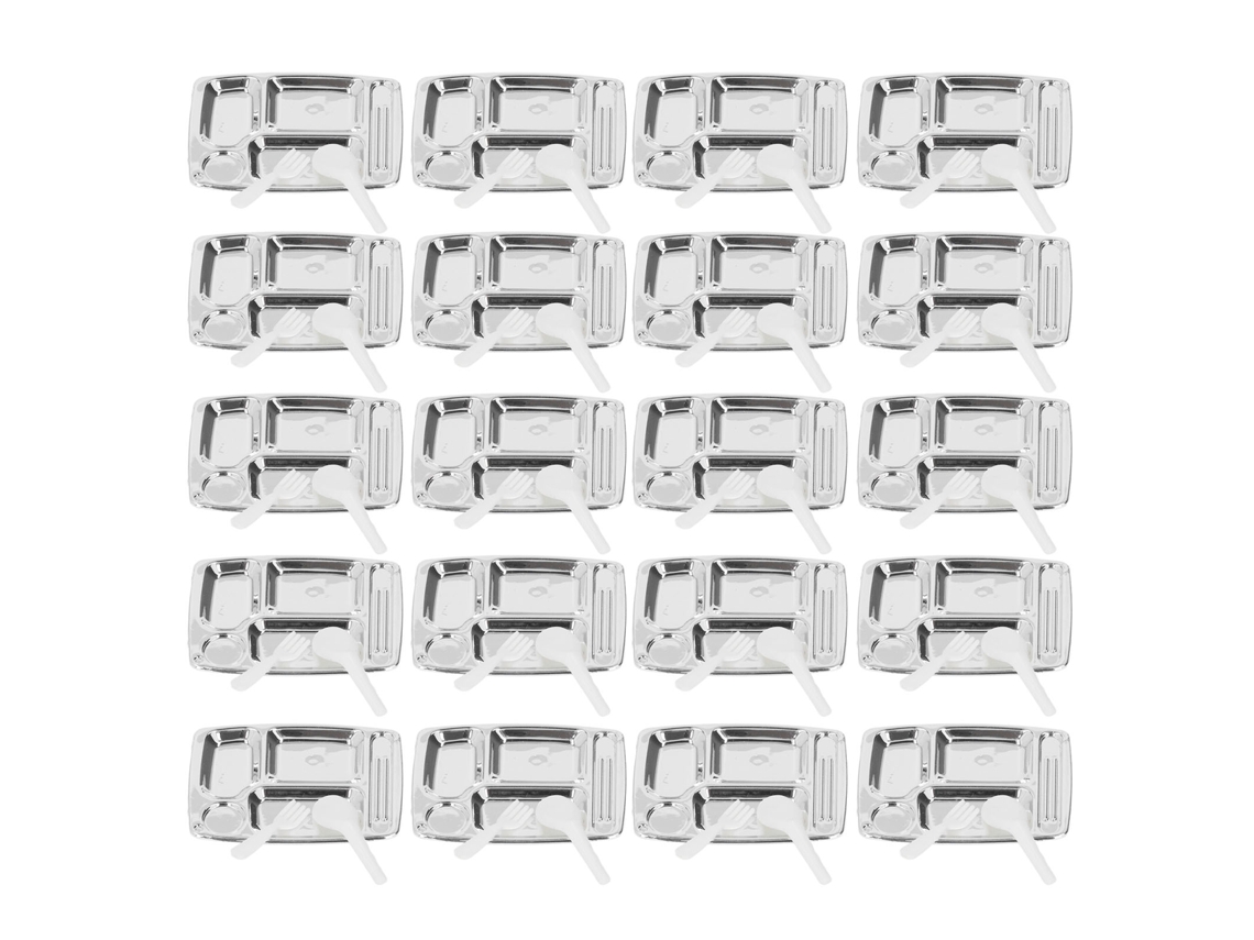 Mali 20 Conjuntos Bandeja Dividida Mini Resina Prato Garfo Colher para Casa Boneca 1/12 1/6