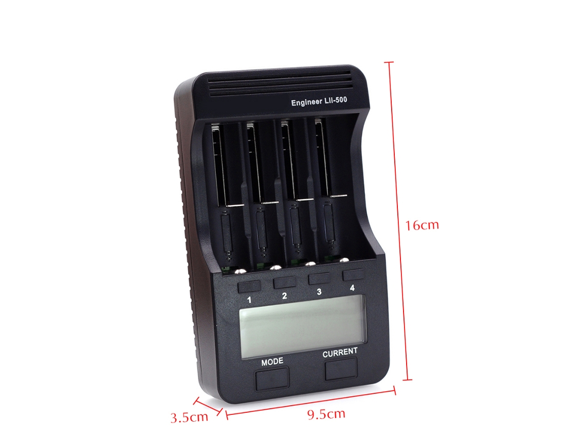 2026 carregador Inteligente Liitokala Lii 500 com 4 Slots para Baterias Li ion 3.7v e Ni mh 1.2v com Tela Lcd e Adaptadores Uk Eu Us
