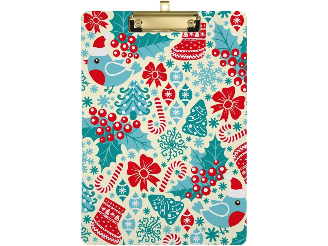 Prancheta de Plástico Sem Costura com Estampa Natalina 31,8 X 22,9 0,3 Cm Durável Resistente