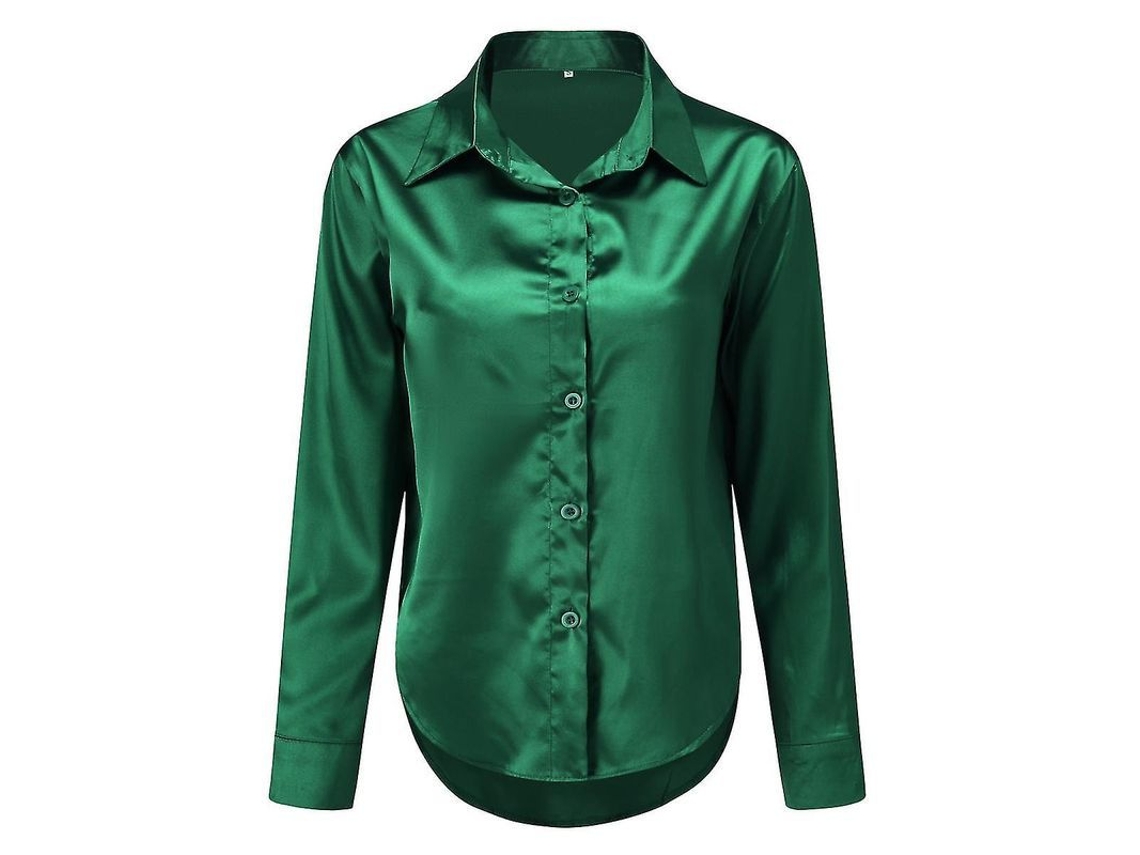 2026 camisa Leve de Seda Brillo para Mulher Yynuda de Poliéster e Spandex com Gola Lapel e Cor Sólida