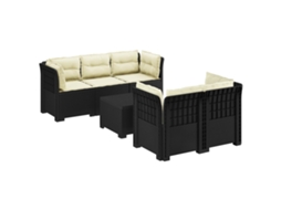 Vidaxl Sofá De Jardim De 5 Pessoas Com Almofadas Visual De Rattan Pp