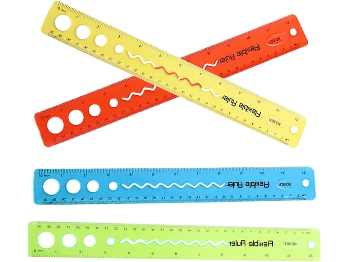 Régua De Desenho Portátil E Flexível Plástico, Conjunto De 4 Peças, 30cm