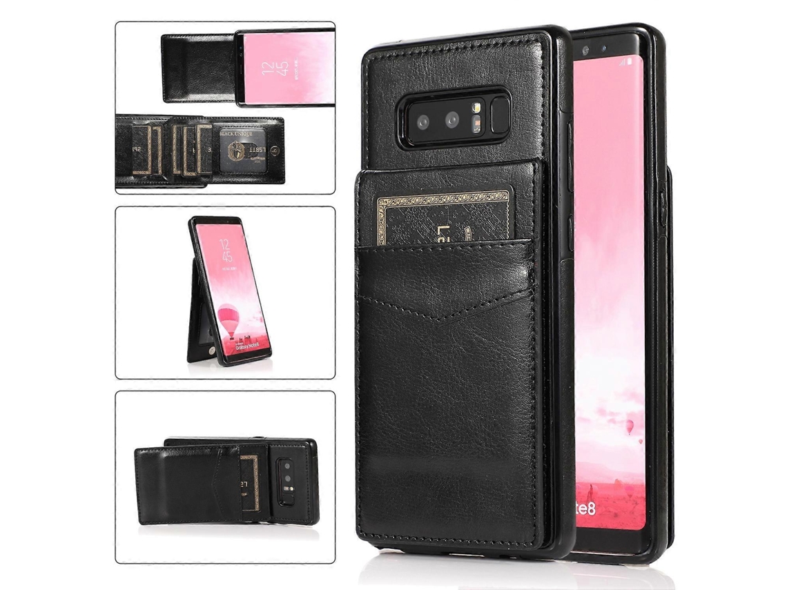 Capa Protetora De Cor Sólida Em Pc + Tpu Para Samsung Galaxy Note 8 Com Suporte E Compartimentos Para Cartões.