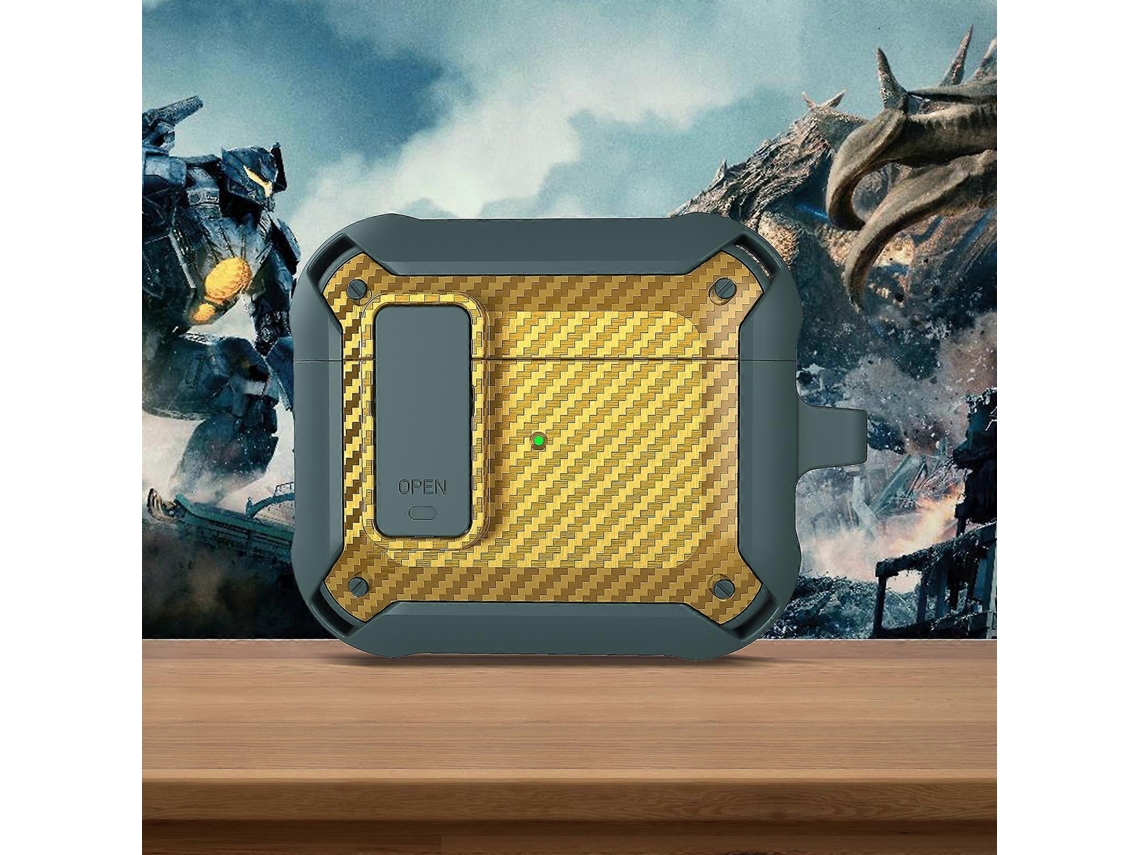 Capa protetora de fibra de carbono Bumblebee para fones de ouvido AirPods 3 com Switch. GIECY