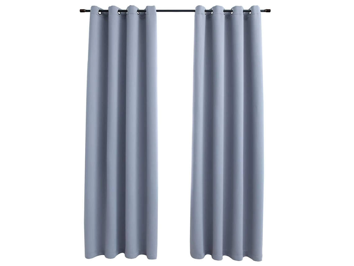 Maison Exclusive - Cortinas Blackout C/ Argolas Em Metal 2 Pcs 140x225 Cm Cinzento