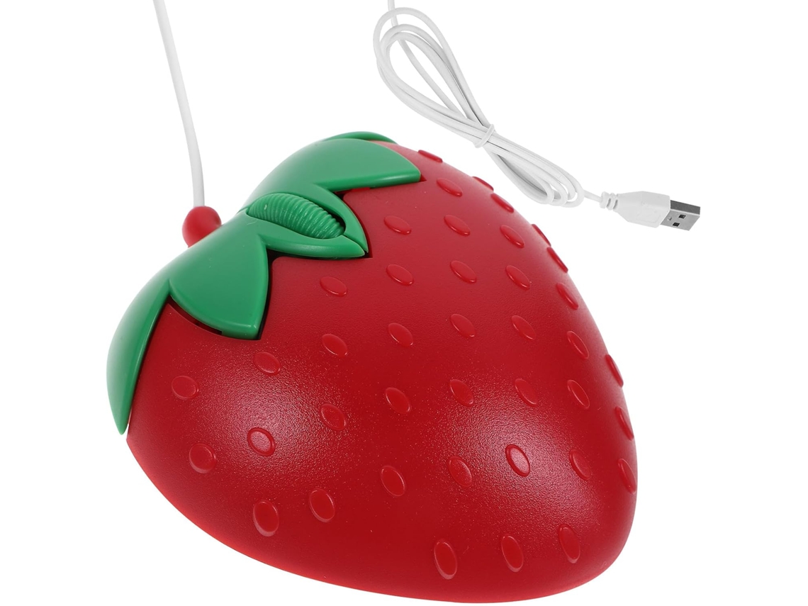 Mouse Usb Com Fio Compacto Ergonômico Rosa Morango Kawaii Para Computador