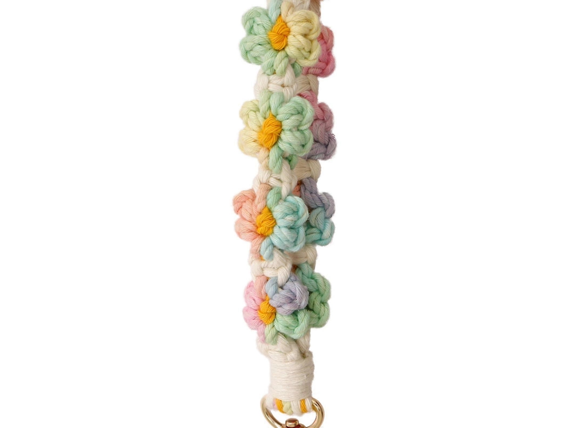 Chaveiro De Macramê Com Flor Artesanal, Estilo Boêmio, Para Mulherese