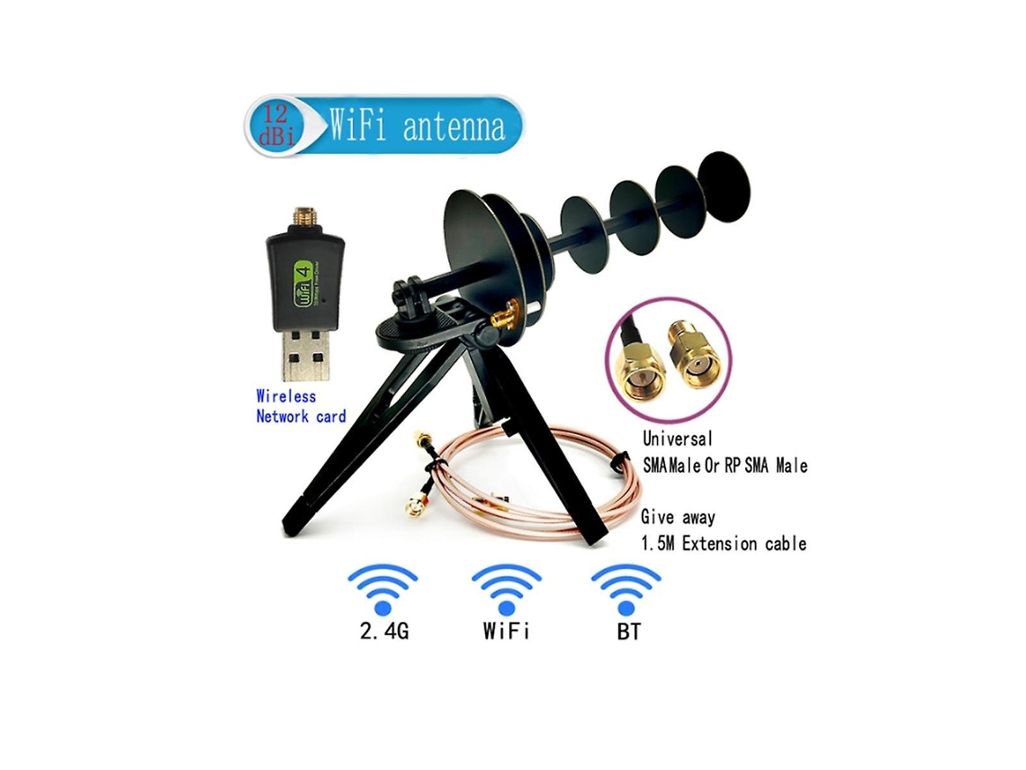 Sinal Wifi de 12 Dbi 2,4 GHz para recepção ou transmissão para antena direcional, placa de rede Semi Wireless para computador ou Slowmoose