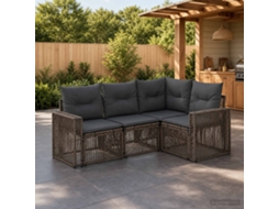 Vidaxl Conjunto De Sofá De Jardim 4 Unid. Cinza E Cinza Escuro Vime Pe