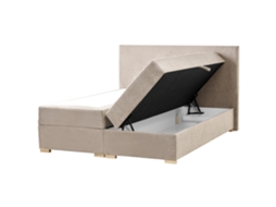 Cama Continental BELIANI Major de Tecido Taupe 160x200