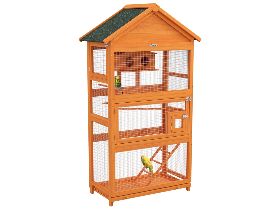 Gaiola de Madeira para Papagaios com Telhado de Playground, Impermeável Laranja 92 X 52 X 171 Cm S/MARCA