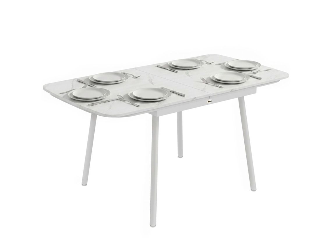 Mesa de Jardim Retangular CHEZMOI para 6 pessoas, 140x80cm com tampo em Wpc