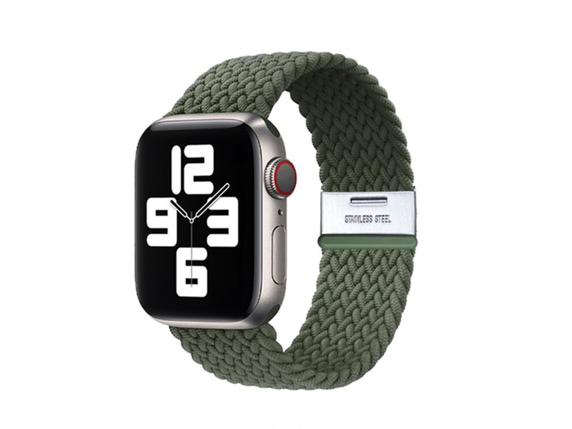 Bracelete Pulseira Entrançada Flexível para Apple Watch Series 5 44Mm Verde