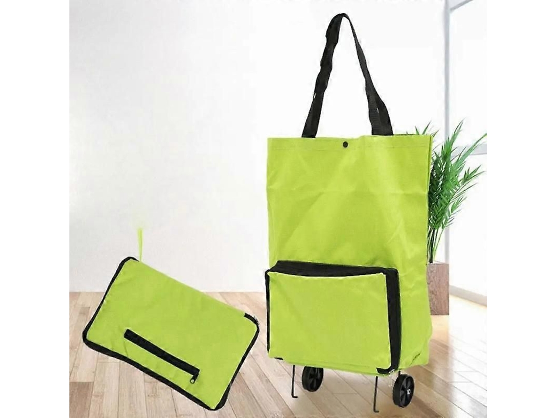 Nova Sacola de Compras Dobrável, Carrinho de Compras Dobrável, Sacola Reutilizável de Alta Capacidade com Rodas, Sacola Verde. GOKOCO