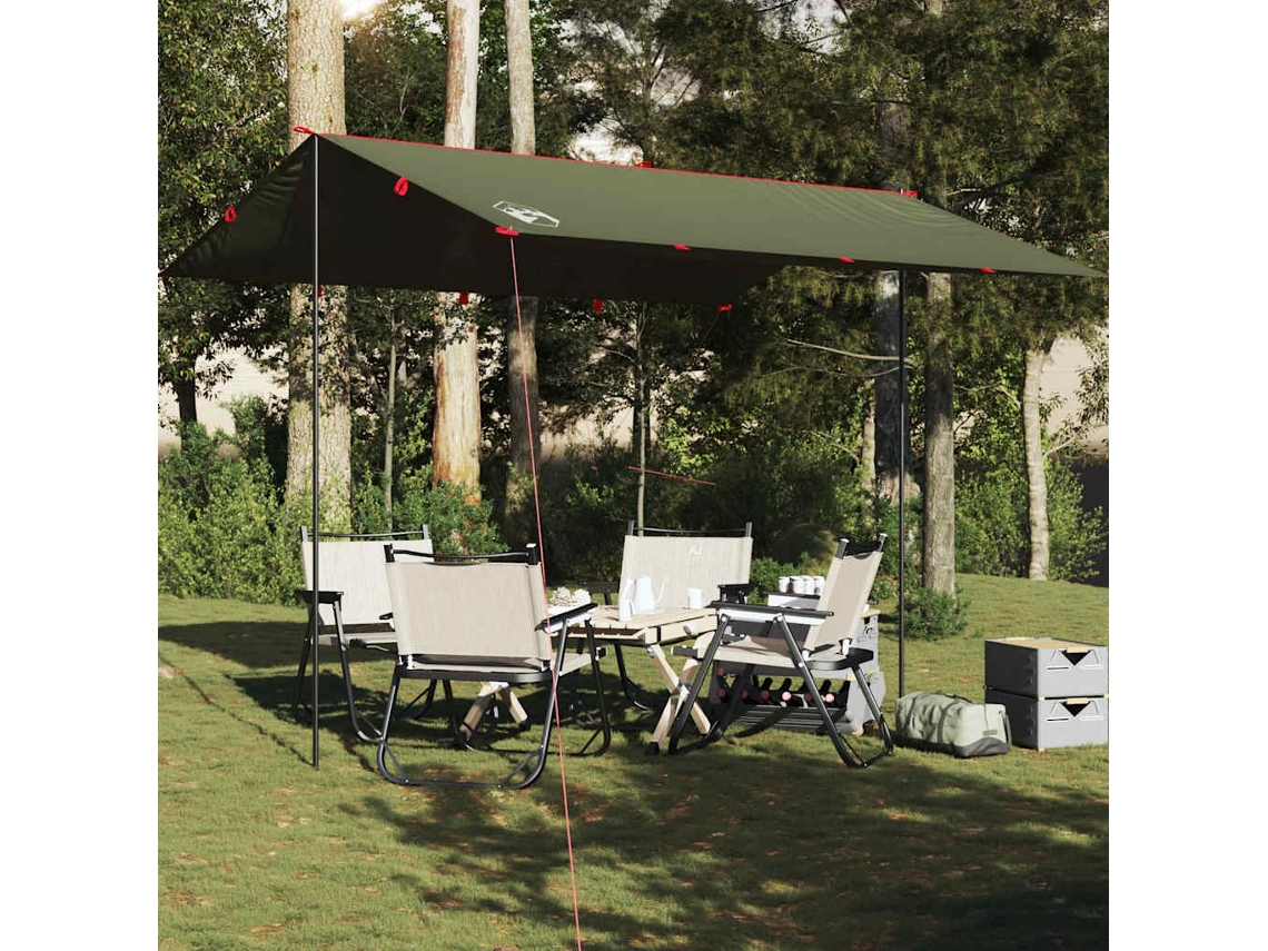 Vidaxl Lona De Campismo 366x306 Cm Impermeável Verde Azeitona