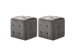 Vidaxl Mesas De Cabeceira 2 Pcs 30x30x30 Cm Veludo Cinzento