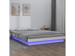Estrutura Cama Super King C/led 180x200cm Madeira Maciça Branco
