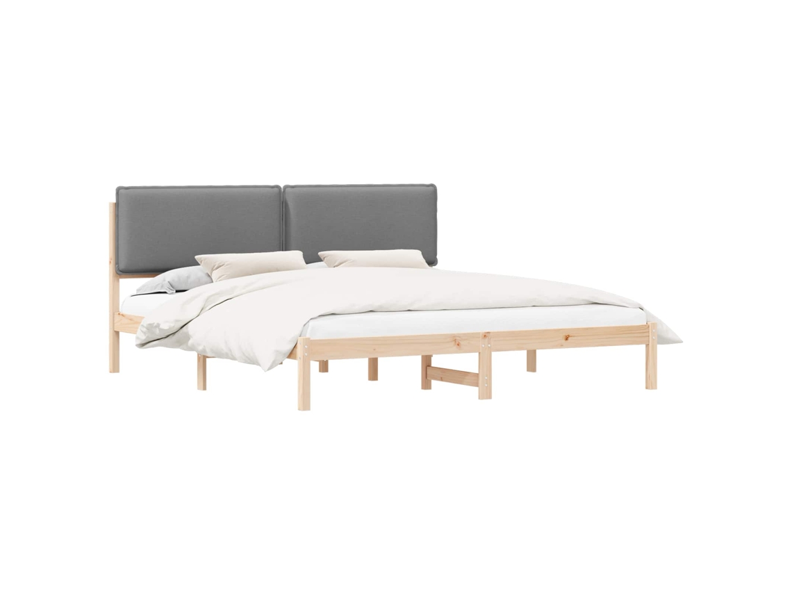 Estrutura de Cama com Cabeceira Estofada em Cinzento Claro MAISON EXCLUSIVE