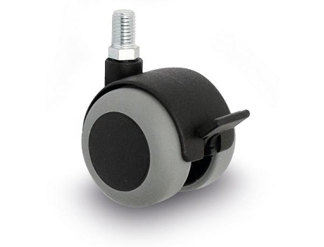 Rueda giratoria mina aro doble goma ø50 gris con freno con fijacion incluida.