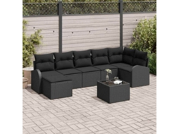 Vidaxl Conjunto De Sofás Com Almofada 8 Pcs Preto Vime Pe