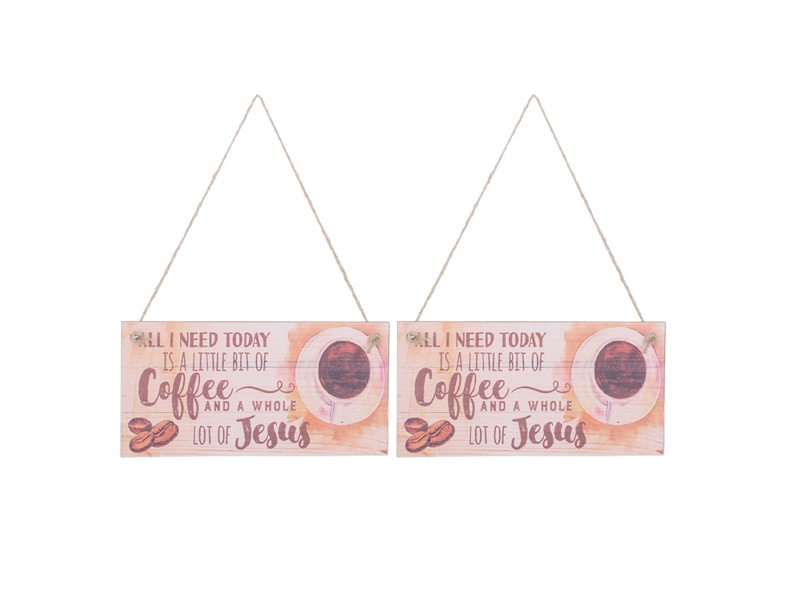 2 Peças de Placa Pendente com Design de Letras em Inglês para Lar, Restaurante e Cafeteria
