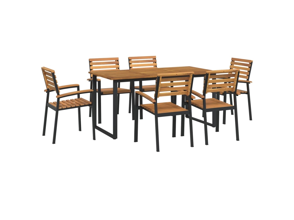 Maison Exclusive - Conj. Jantar P/ Jardim 7 Pcs Madeira De Acácia Maciça E Metal