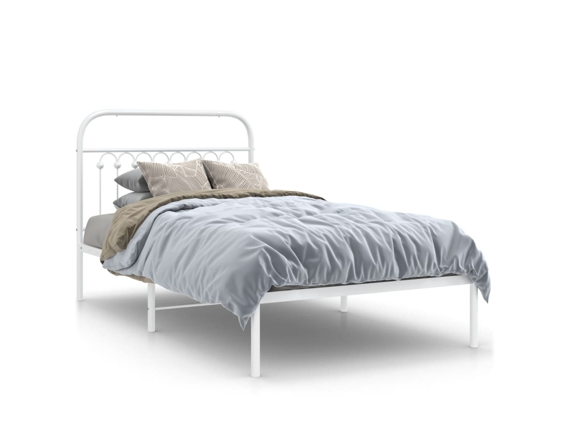 Estrutura de Cama com Cabeceira Metal Branco MAISON EXCLUSIVE 100x190 cm