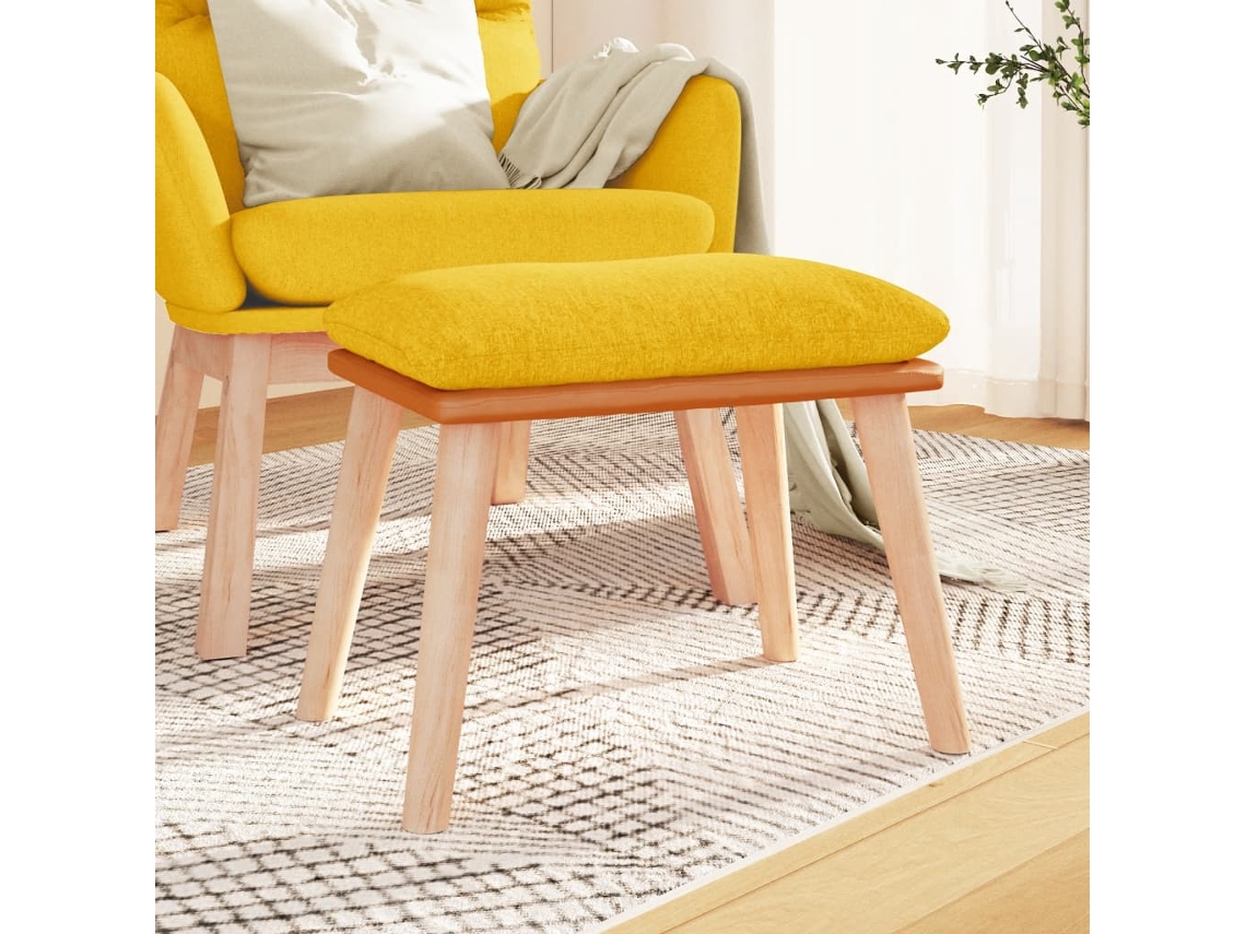 Vidaxl Apoio Pés 45x29,5x35cm Tecido/couro Artificial Amarelo Mostarda