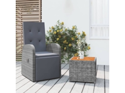 Conjunto 2 Peças Lounge De Jardim Vime Pe/acácia Maciça Cinzento Dkd Home Decor