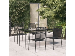 Vidaxl 5 Pcs Conjunto De Jantar P/ Jardim Corda De Algodão E Aço Preto