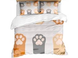 Conjunto de Cama com Estampa Patinhas em MICROFIBRA com Fronha 200x200cm MAISON EXCLUSIVE
