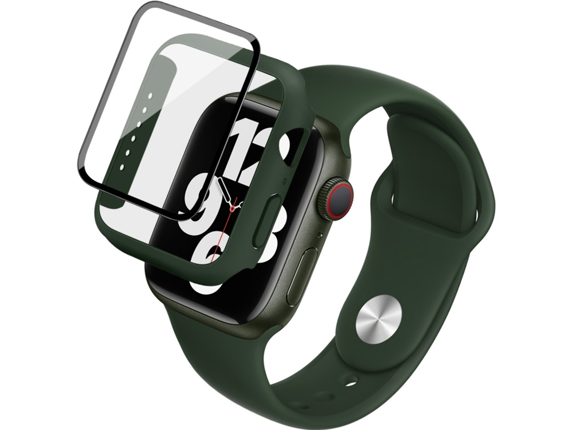 Bracelete de Smartwatch para Apple Watch SE 2022 40mm imak Silicone Watch Band Moldura para peça com filme de vidro temperado (verde escuro)