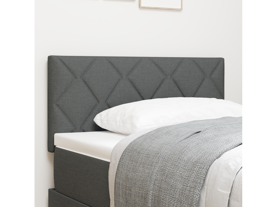 Cabecero LED con diseño de bloques de diamante, tela gris oscuro de 100 cm
