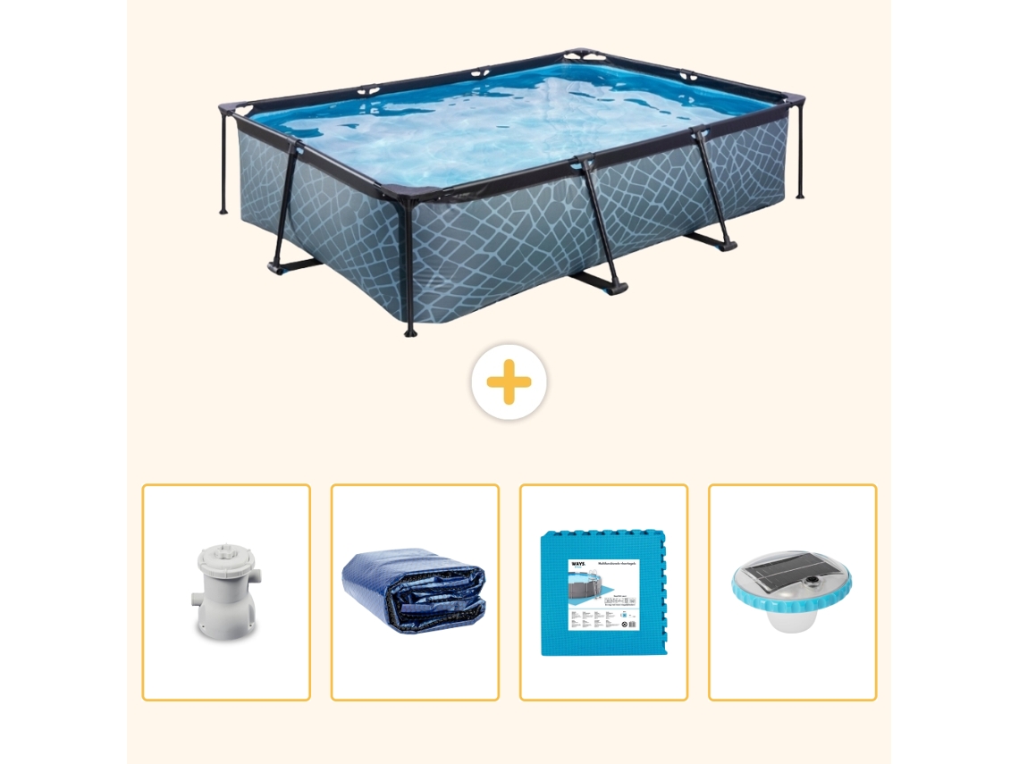 Exit-toys Piscina Exit Retangular - Efeito Pedra - 300x200x65 Cm - 5-peças S326