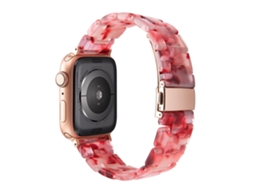Pulseira De Resina Com Design Transparente Em Cerâmica Para Apple Watch 10e Samsung Galaxy 7, Vermelho Pêssego, 22mm