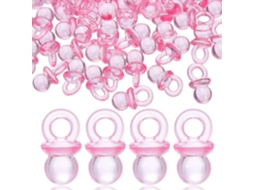 100 Mini Chupetas Acrílicas Rosa Para Lembrancinhas De Chá De Bebê Gokoco