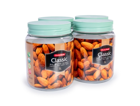 Pack de 4 Frascos PLASTIC FORTE (11 x 11 x 14.3 cm - Plástico - Multicor)