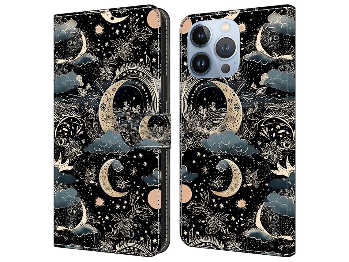 Capa Em Couro Pu Com Suporte Para Apple Iphone 16 Pro Max - Lua