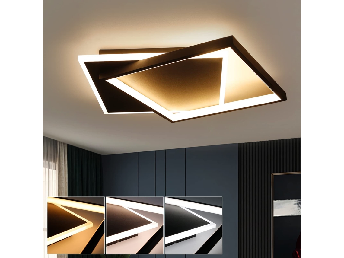 Zmh Luminária De Teto Led Preto 44w Dimmável Controle Remoto Para Sala Quarto Cozinha Escritório
