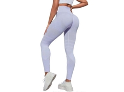 Leggings Anticelulite 3d De Cintura Alta Levanta Glúteos Controle Abdominal Para Ginástica E Exercício Púrpura Claro L
