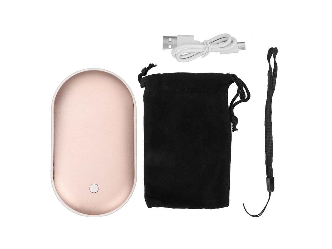 Aquecedor De Mãos Portátil Recarregável 2 Em 1 Com Bateria De 2400mah E Banco De Energia Usb