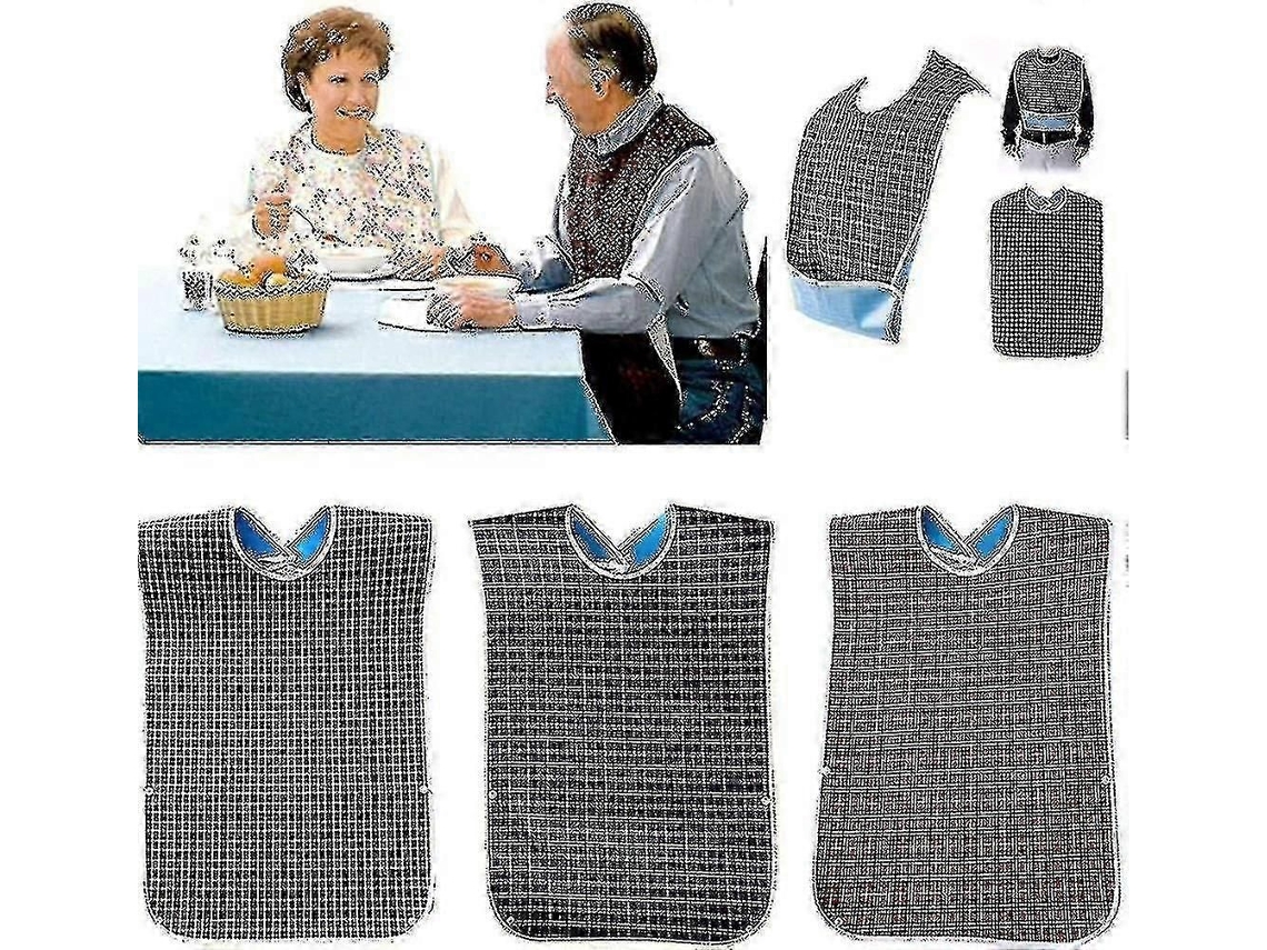 Babadores Grandes Laváveis ​​para Adultos Com Bolso Para Migalhas - Pacote Com 3 Babadores De Jantar