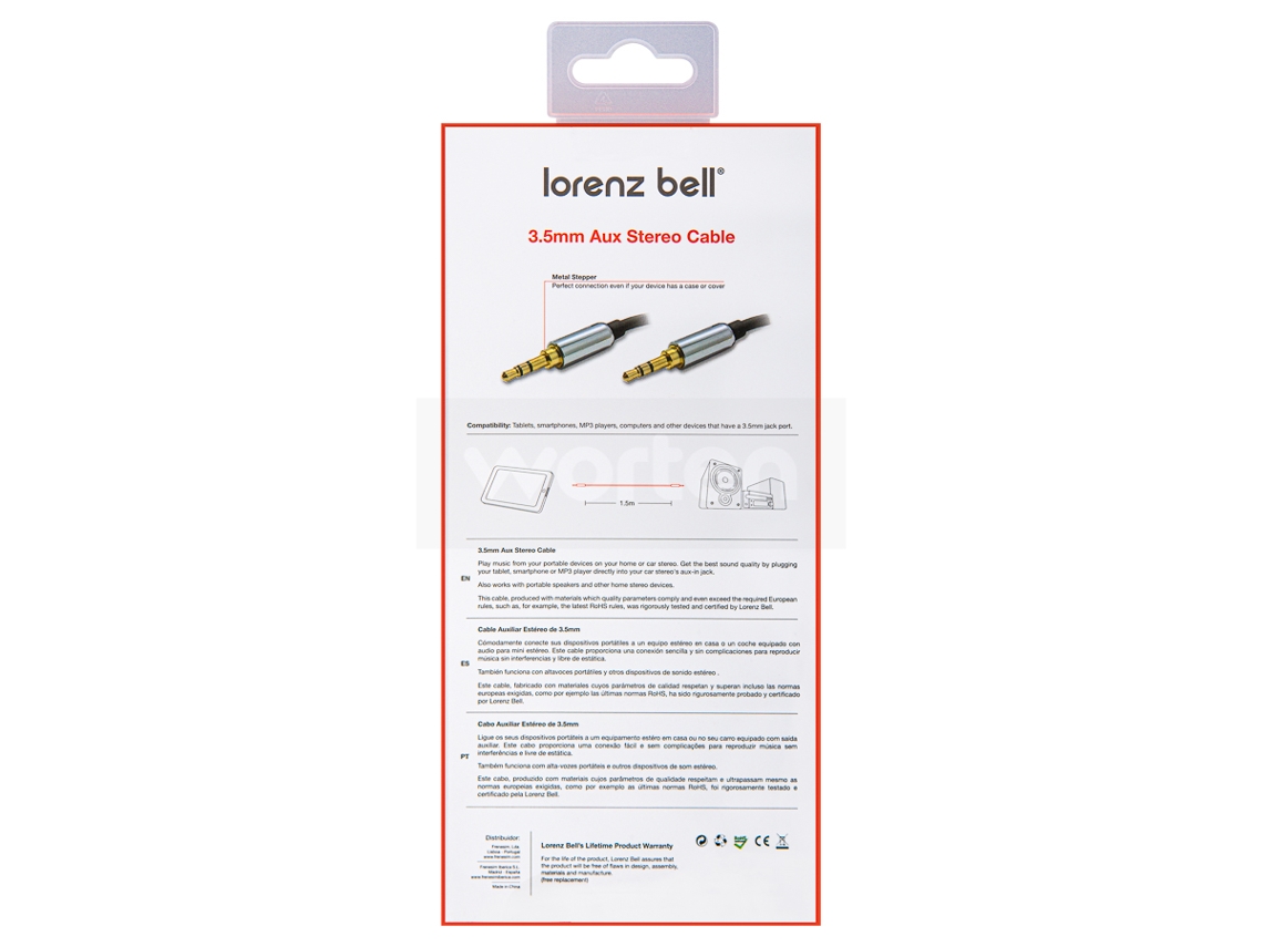 Cabo LORENZ BELL Estéreo (Universal - Jack 3.5mm)