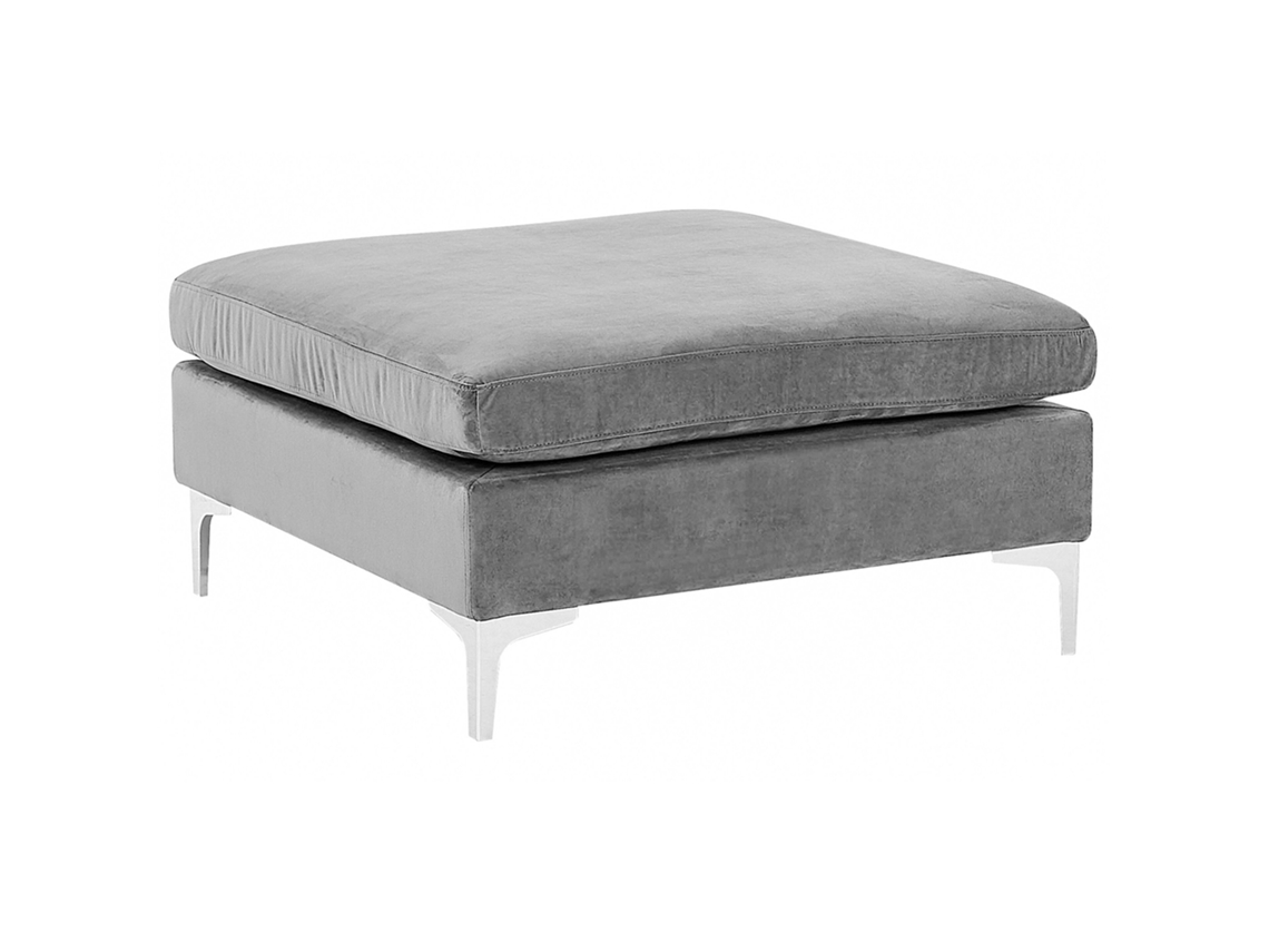 Repousa-pés BELIANI Evja de Veludo Cinzento 85x85x48
