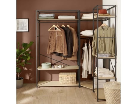 Conjunto de 3 cabides de madeira preta e metal da June