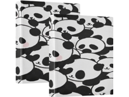 Pasta Escolar Fofa De Três Argolas Com Estampa Panda 3, 8cm 1, 5 Polegadas, Com Bolsos Internos, Pacote Com 1 2 Unidades