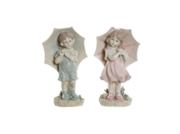 Peça Decorativa DKD HOME DECOR Blue Pink Resin Children (28x20x48.5 cm - 2 Pcs)