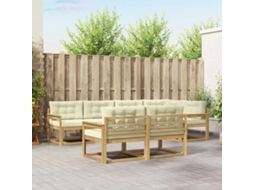 Vidaxl Conjunto De Sofás Para Exterior 6 Pcs Branco E Creme Poliéster